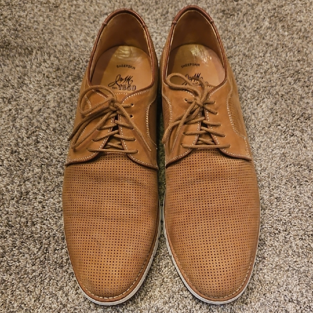 Johnston & Murphy Sheepskin Men's Tan Leather Shoes, Size 12